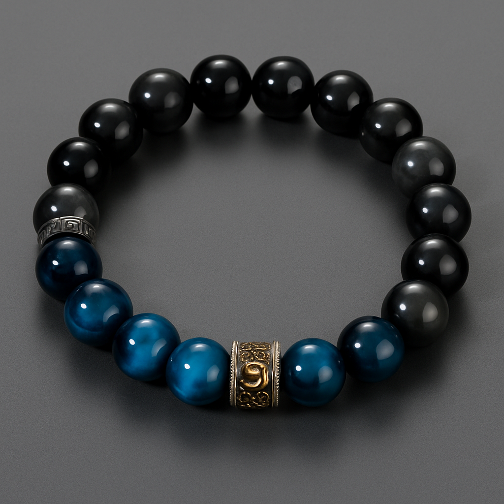 🖤 Obsidian & Blue Tiger Eye Protection Bracelet