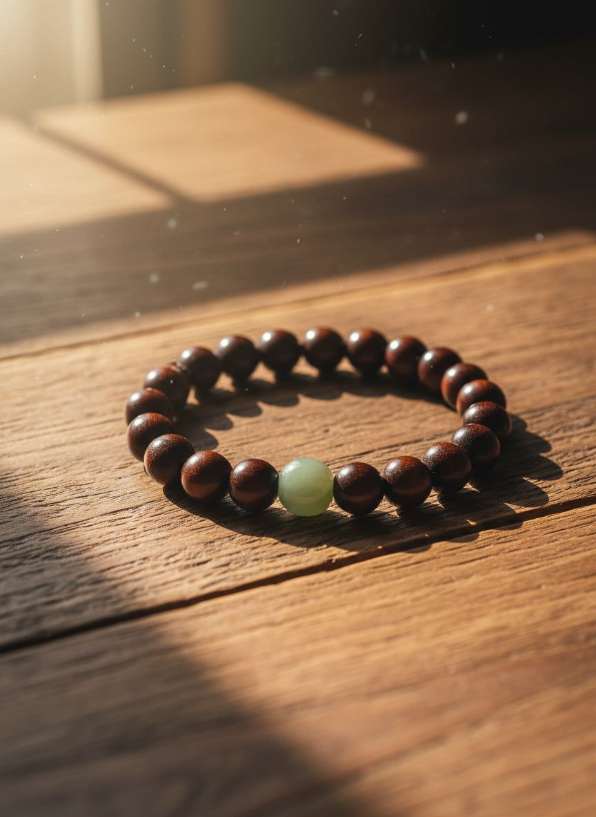 🪵Red Sandalwood & Hetian Jade Bracelet