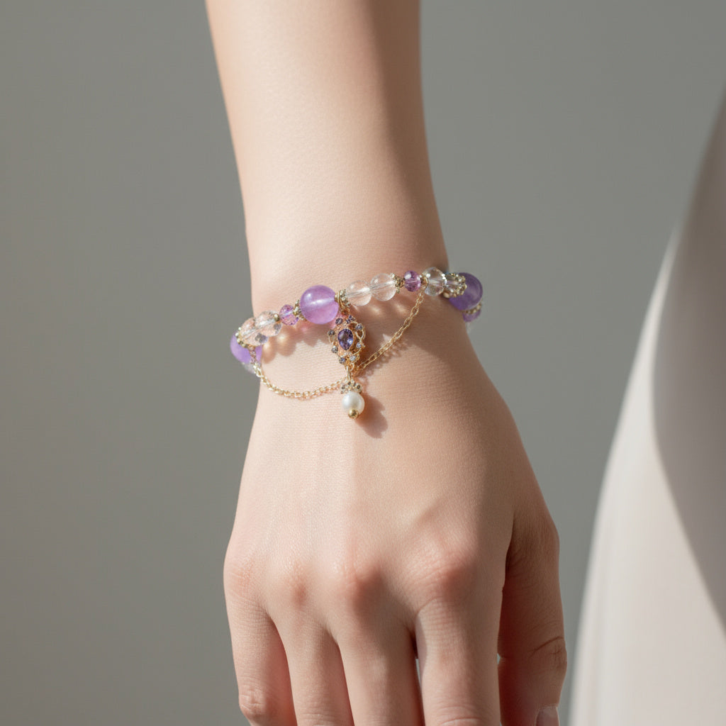π Dreamlight Elegance β Rose Quartz & Amethyst Bracelet