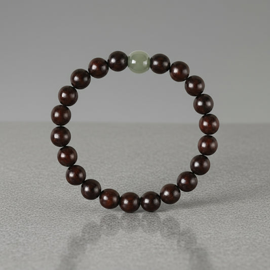 🪵Red Sandalwood & Hetian Jade Bracelet