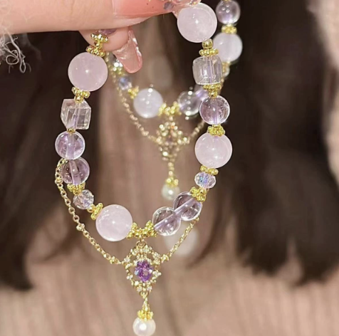 π Dreamlight Elegance β Rose Quartz & Amethyst Bracelet