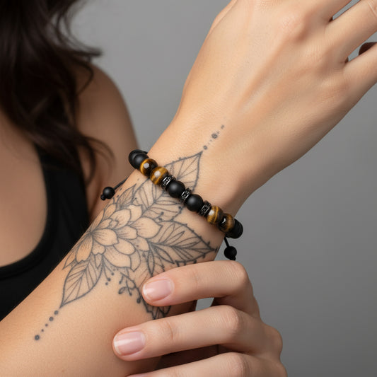 ⚫ Obsidian & Tiger Eye Strength Bracelet