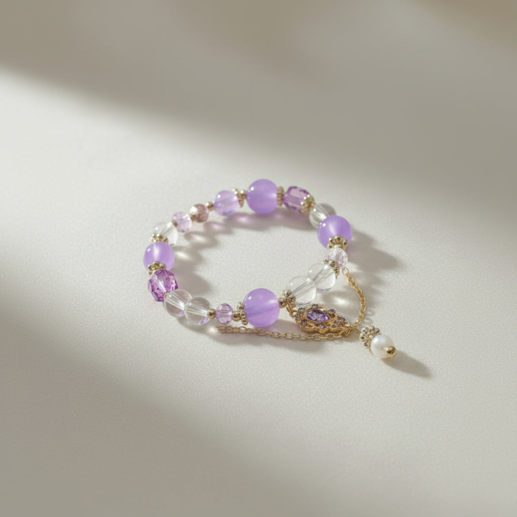 💎 Dreamlight Elegance – Rose Quartz & Amethyst Bracelet