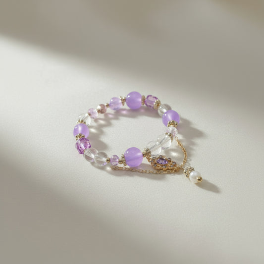 💎 Dreamlight Elegance – Rose Quartz & Amethyst Bracelet