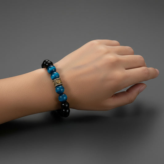 🖤 Obsidian & Blue Tiger Eye Protection Bracelet