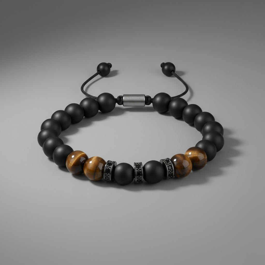 ⚫ Obsidian & Tiger Eye Strength Bracelet