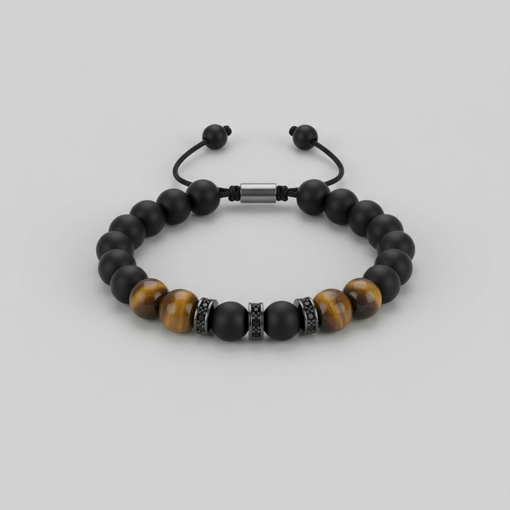 ⚫ Obsidian & Tiger Eye Strength Bracelet