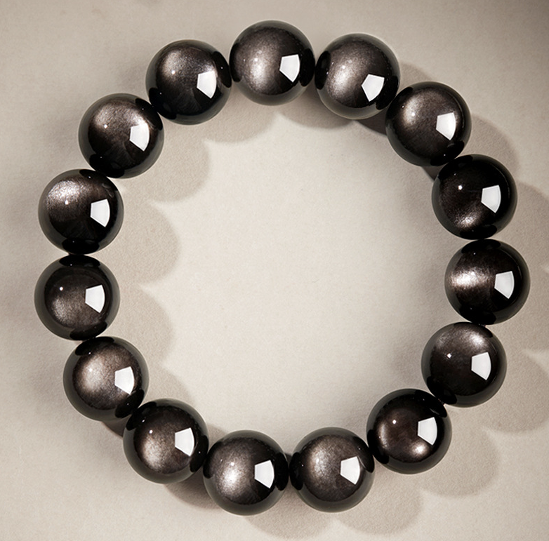 🌌 Galactic Silver Obsidian Bracelet