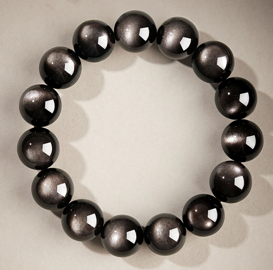🌌 Galactic Silver Obsidian Bracelet